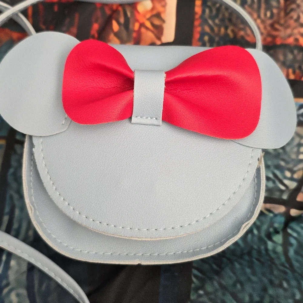 Kids Mouse Ears Blue Bag with Red Bow 5x5